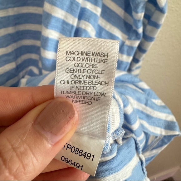 J. Jill Women's XL Striped Long Sleeve Tunic Blue Boho Button Back Coastal - Picture 5 of 7